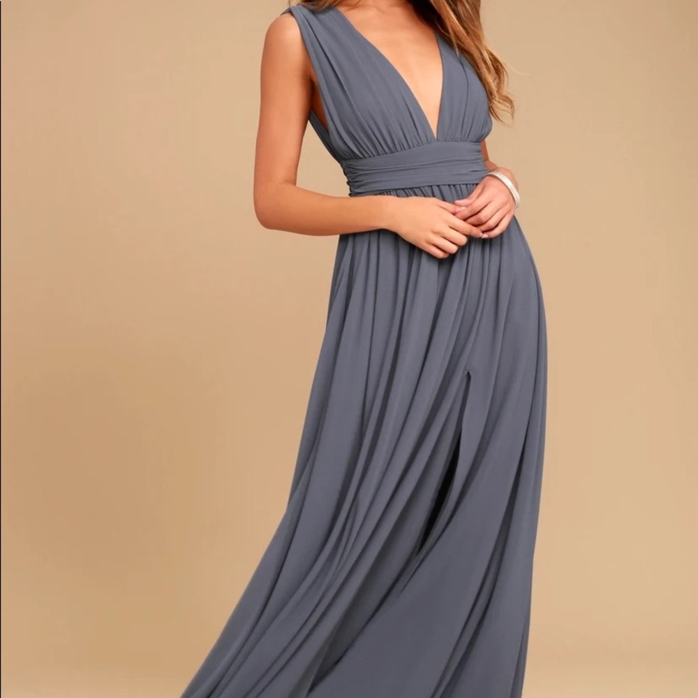 Lulus Heavenly Hues Denim Blue Maxi Dress
